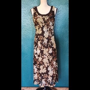 Studio I Floral Sleeveless Brown Dress